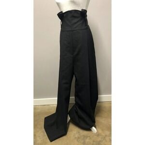 MARNI Virgin Wool Trousers Sz 38/S Black High Waist Wide Leg Made in Italy A16